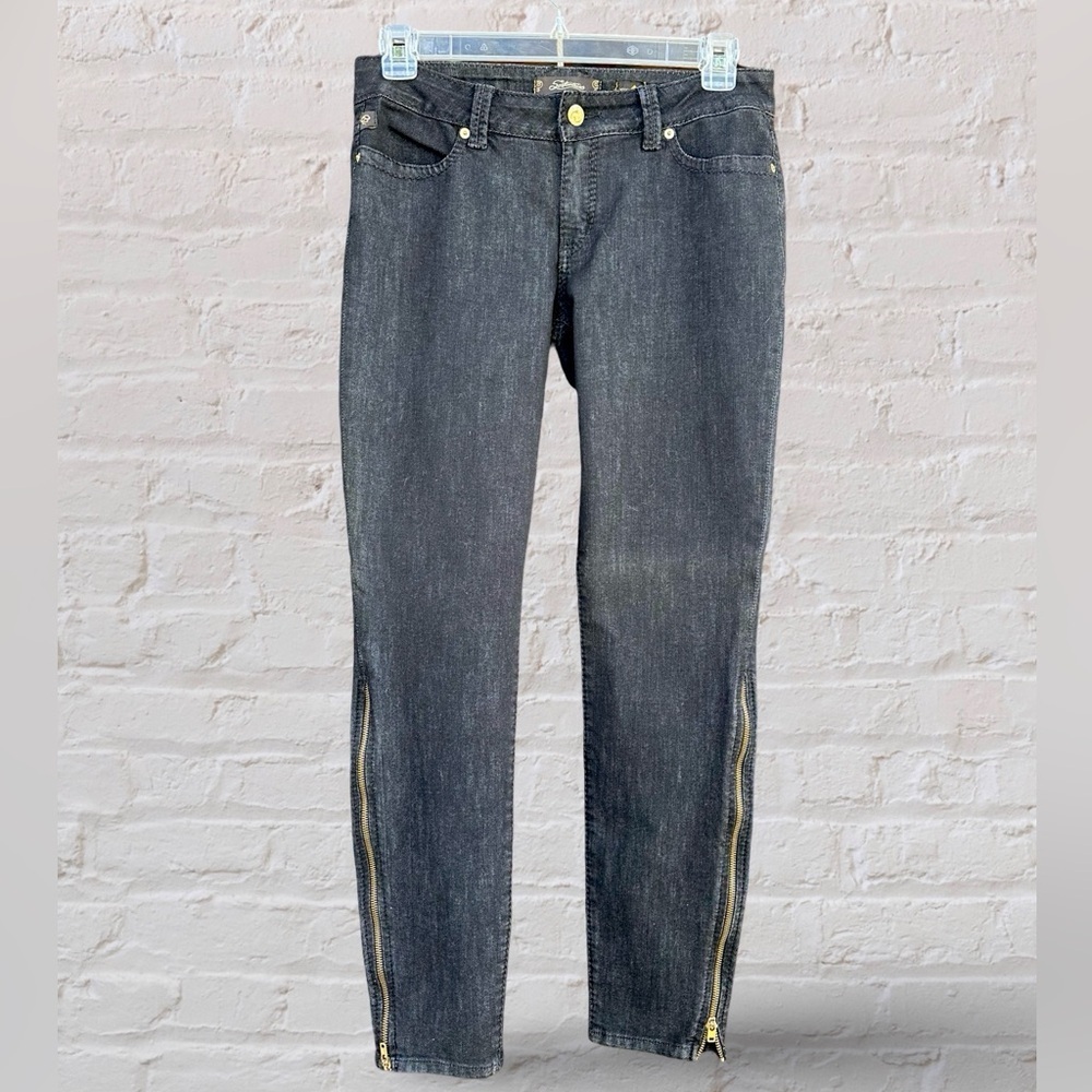 Vintage Serfontaine Black Fox Peg Leg Skinny Zipper Leg Ankle Jeans Grunge Sz 30